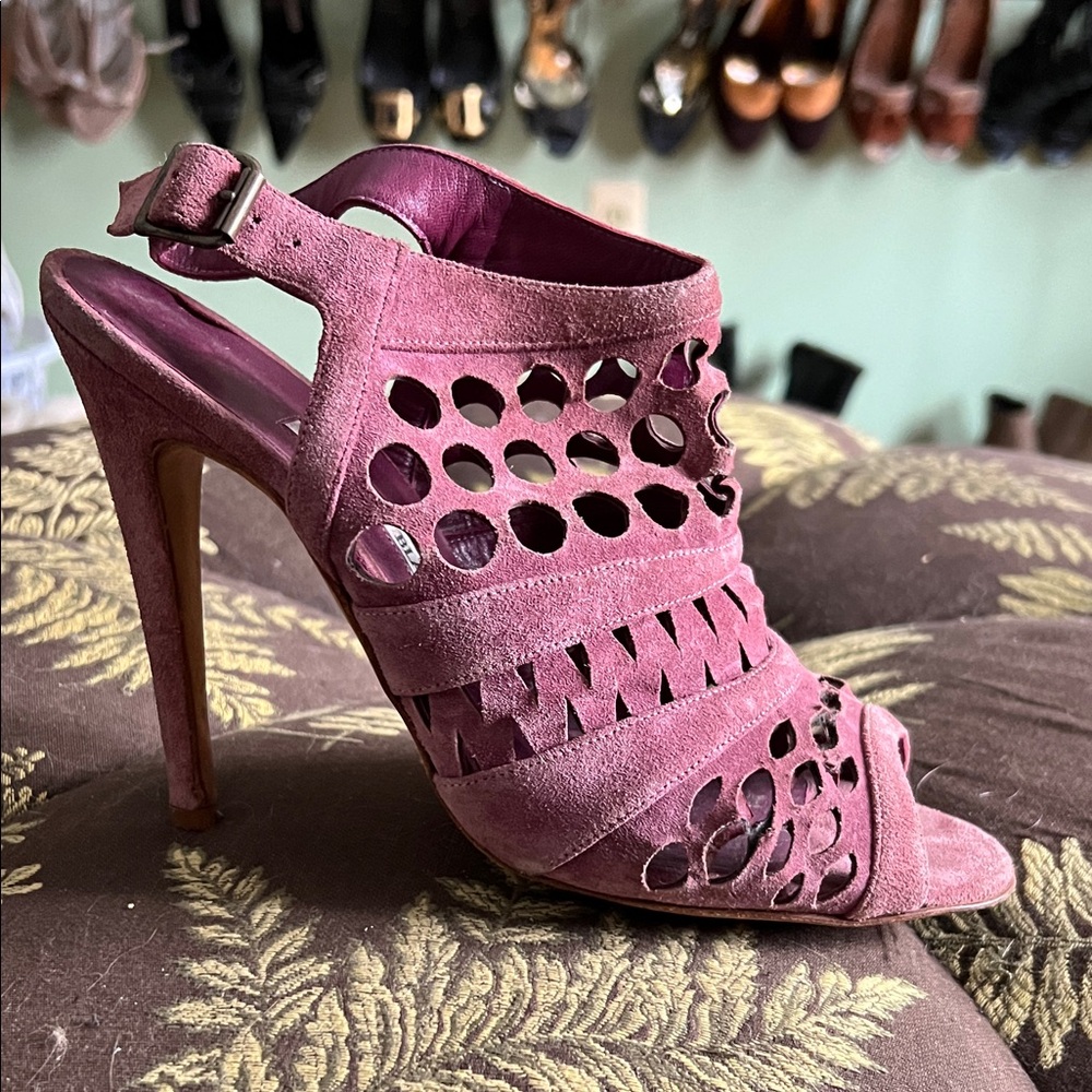 Manolo Blahnik purple suede Women's Cutout Heels
